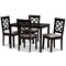 Baxton Studio Henry Grey Upholstered and Dark Brown Finished Wood 5-Piece Dining Set 171-10949-8026 - alternate 1